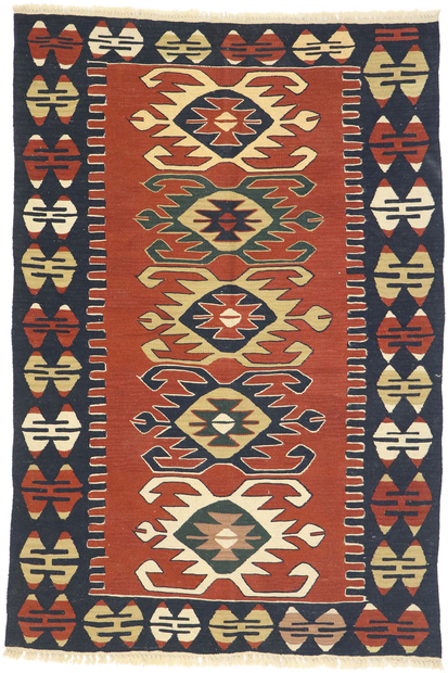 4 x 6 Vintage Persian Shiraz Kilim Rug 77996