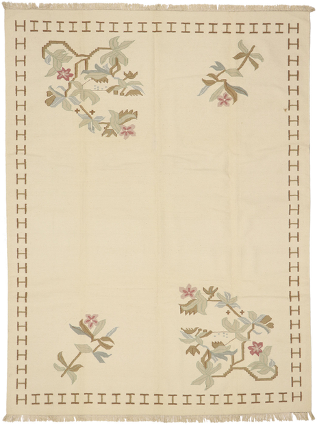 9 x 12 Vintage Oltenian Romanian Floral Kilim Rug 78000