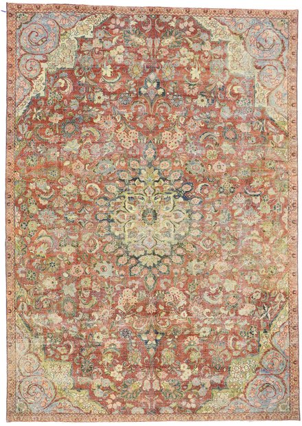 8 x 11 Distressed Antique Persian Mahal Rug 60951