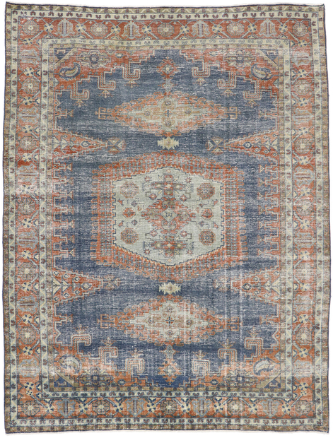 9 x 11 Distressed Vintage Persian Viss Rug 60967