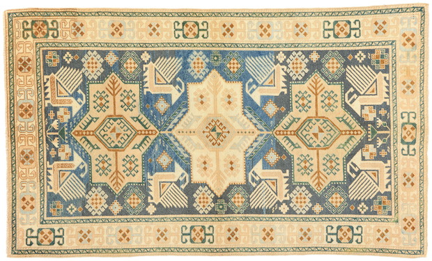 4 x 7 Vintage Blue Turkish Oushak Rug 53702