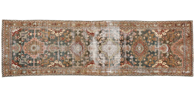 3 x 11 Distressed Antique-Worn Persian Malayer Rug Runner 53763