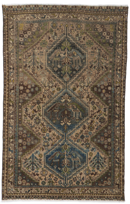4 x 5 Antique Persian Hamadan Rug 60995