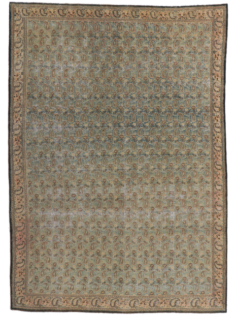 7 x 9 Distressed Vintage Persian Qum Rug 61004