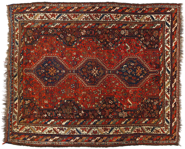 6 x 6 Antique Persian Tribal Shiraz Rug 78155