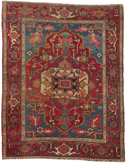 5 x 6 Antique Persian Serapi Rug 78168