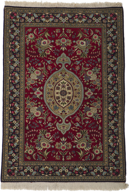 4 x 5 Vintage Persian Qum Rug 78220