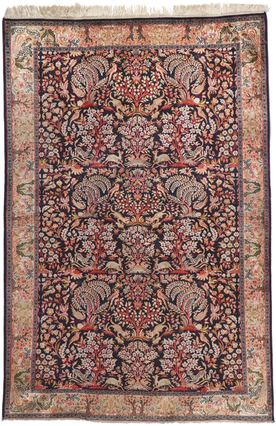 4 x 6 Vintage Persian Silk Qum Rug 78239