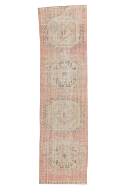 3 x 9 Antique-Worn Turkish Oushak Runner 53786
