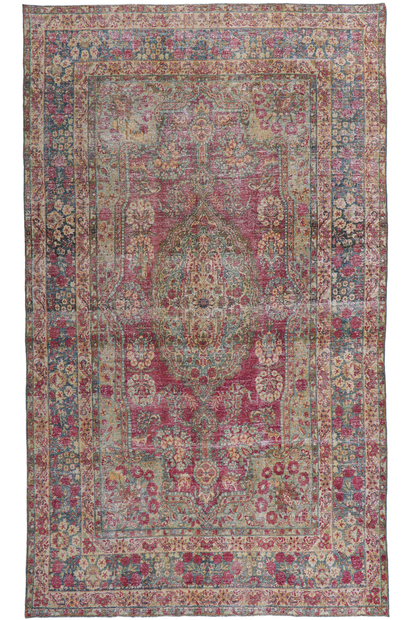 6 x 11 Antique-Worn Persian Kerman Rug 61013