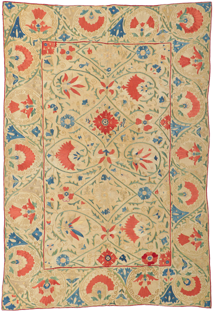 4 x 5 Antique Uzbek Suzani Tapestry 78198