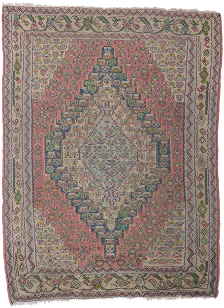 5 x 6 Vintage Persian Bijar Kilim Rug 78213