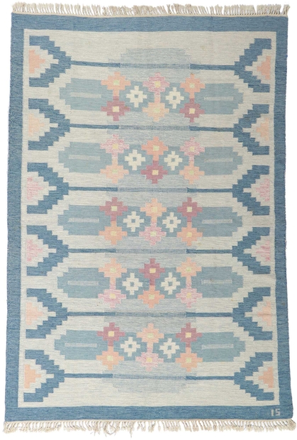 7 x 10 Ingegerd Silow Vintage Swedish Rollakan Rug 78246