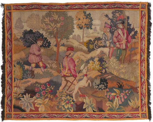 4 x 5 Antique French Aubusson Tapestry 78244