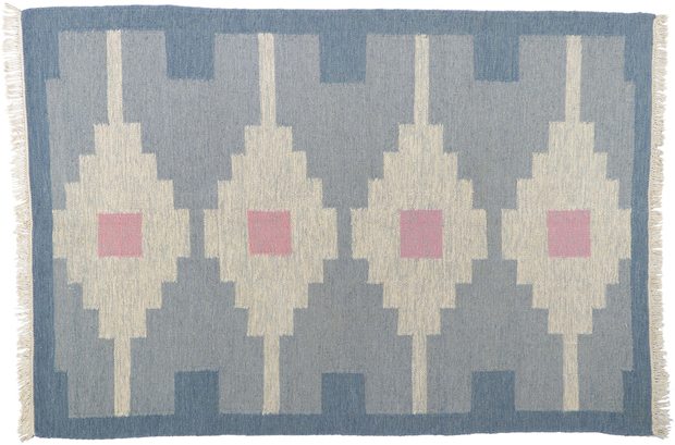 6 x 9 Vintage Swedish Blue Scandinavian Rollakan Rug 78264