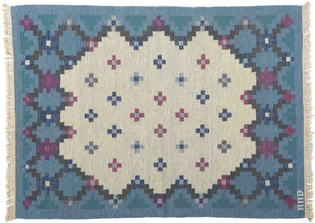 6 x 8 Anne Marie Boberg Vintage Swedish Rollakan Rug 78265