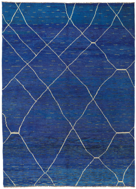 9 x 12 Modern Blue Moroccan Trellis Rug 80703