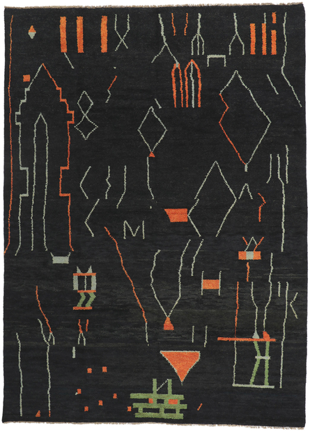 ​9 x 13 Modern Black Moroccan Area Rug 80704​