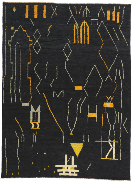 9 x 13 Modern Black Moroccan Area Rug 80707