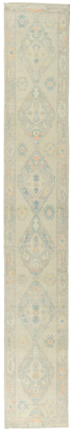 3 x 18 Muted Pastel Oushak Rug Runner 53826