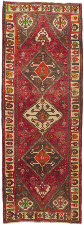 4 x 10 Vintage Persian Ghashghaei Rug 61052