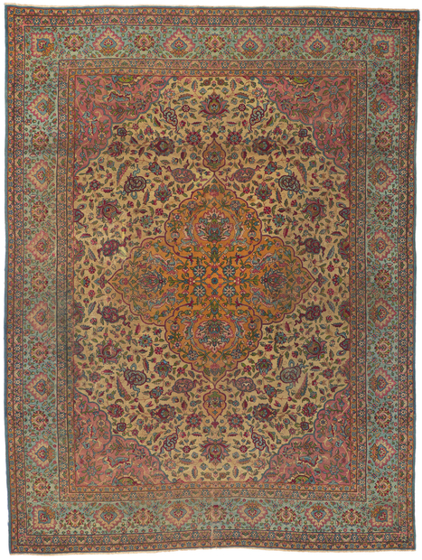 9 x 12 Antique-Worn Persian Kerman Rug 78297