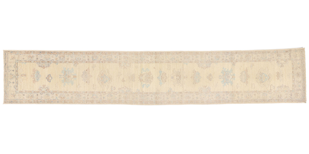 2 x 14 Modern Earth-Tone Oushak Rug Runner 80843
