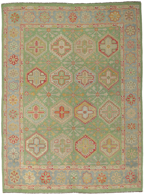 9 x 12 Colorful Green Oushak Rug 80734