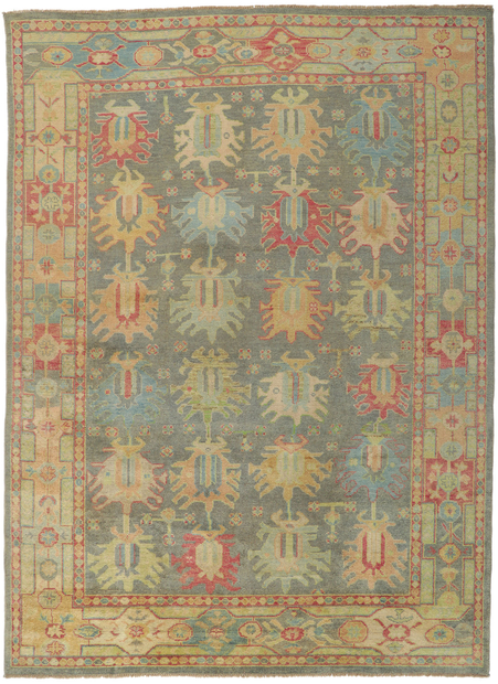9 x 12 Colorful Gray Oushak Rug 80736