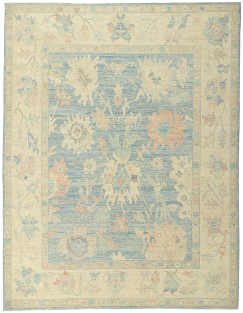 8 x 10 Colorful Blue Oushak Rug 80893