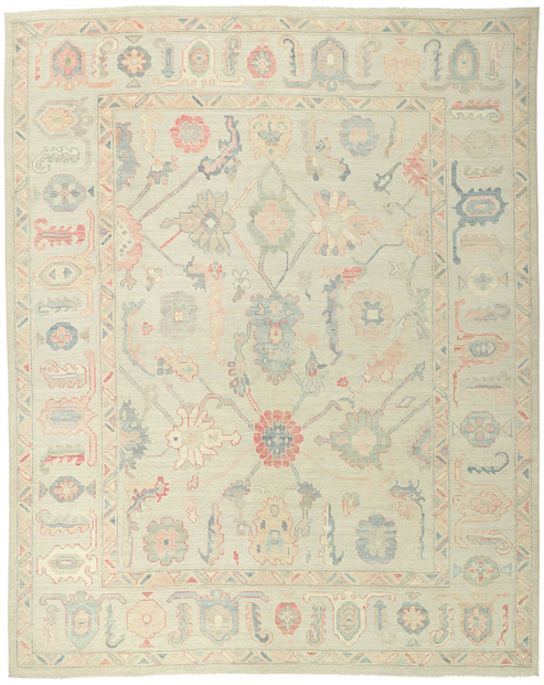 9 x 12 Colorful Modern Oushak Rug 80904