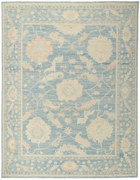 9 x 12 Colorful Blue Oushak Rug 80917