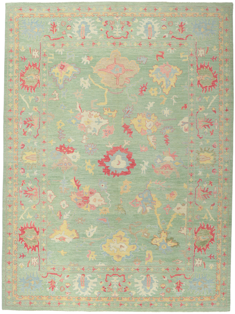 10 x 14 Colorful Green Oushak Rug 80924
