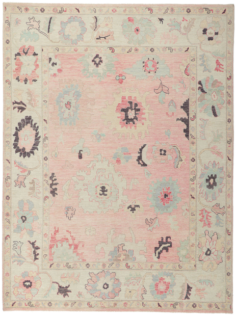 8 x 11 Colorful Pink Oushak Rug 80902