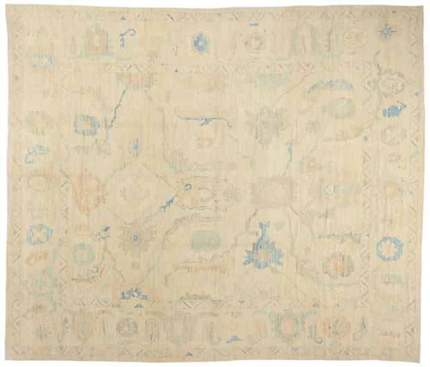 12 x 15 Vintage-Inspired Modern Pastel Oushak Rug 80934