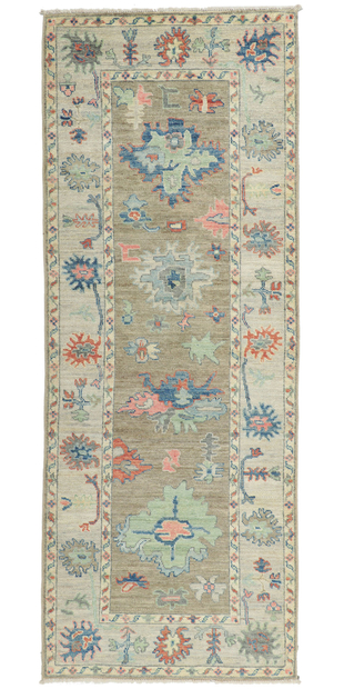 3 x 8 Modern Colorful Oushak Rug Runner 80963