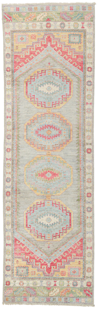 ​3 x 9 Vintage-Inspired Colorful Oushak Runner 80969