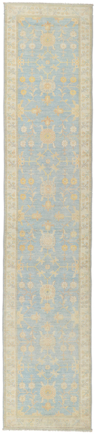 3 x 12 Colorful Blue Oushak Runner 80976