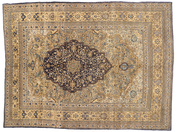 7 x 9 Vintage Persian Qum Rug 61164