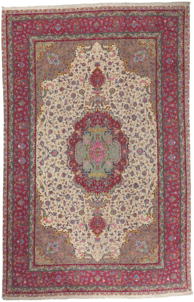 13 x 20 Vintage Silk and Wool Persian Tabriz Rug 78326