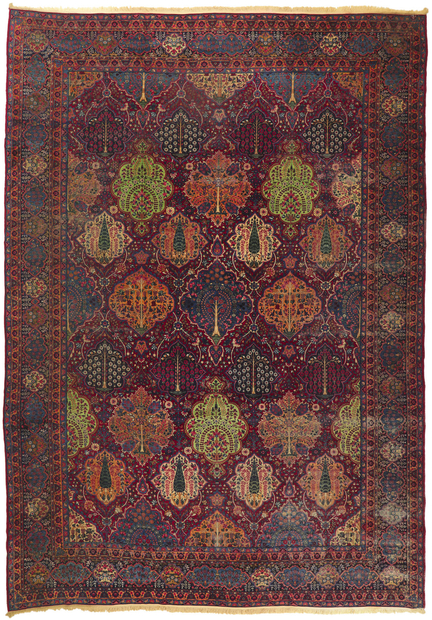 13 x 19 Antique Persian Yazd Rug 78356