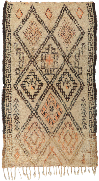 7 x 13 Vintage Moroccan Beni Ourain Rug 78365