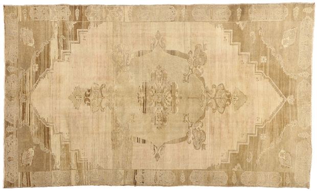 6 x 11 Vintage Earth-Tone Turkish Oushak Rug 51381