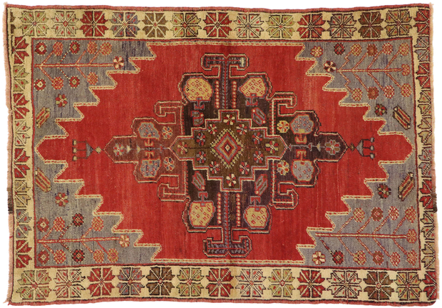 3 x 5 Vintage Red Turkish Oushak Rug 51386