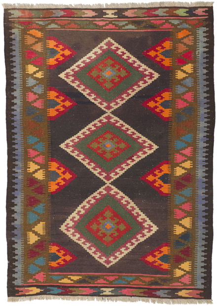 4 x 5 Vintage Persian Shiraz Kilim Rug 61177