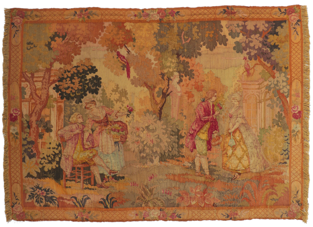 4 x 5 Antique French Aubusson Tapestry 78421