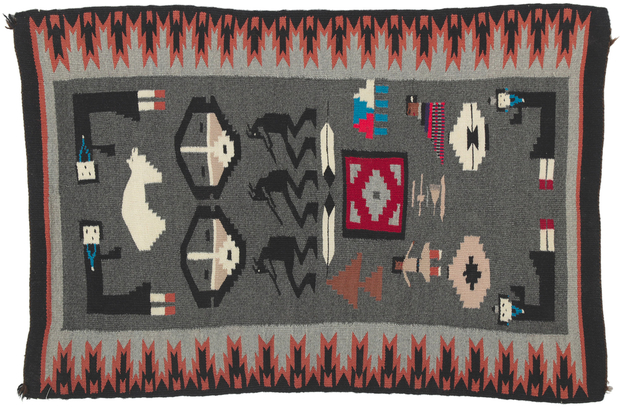 2 x 3 Antique Ganado Navajo Pictorial Rug 78425