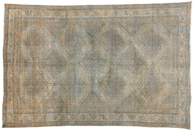 7 x 11 Distressed Vintage Blue Persian Ardabil Rug 61188