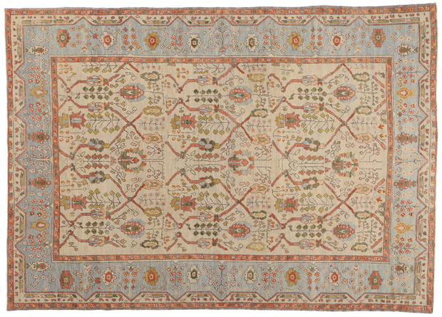 9 x 13 Modern Colorful Turkish Oushak Rug 53862
