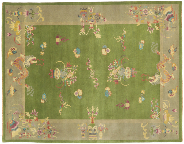 8 x 10 Modern Green Chinese Art Deco Rug 30922